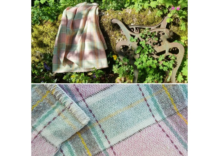 Vintage pure wool Welsh blanket in Soft Pastels CP44
